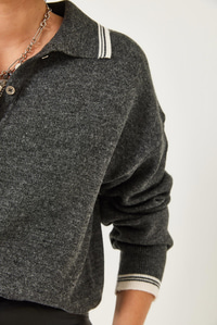 Polo Yaka Örgü Kazak 241251 60261332 - Antrasit