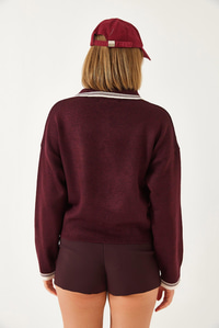Polo Yaka Örgü Kazak 241251 60261332 - Bordo