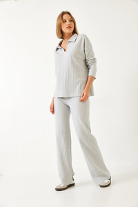 Polo Yaka Triko Alt Üst Takım 0183 60261103 - Gri