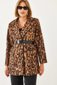 Premium Kaşe Leopar Ceket MBMS043 60501043 - Camel CEKET modelleri