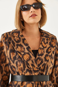 Premium Kaşe Leopar Ceket MBMS043 60501043 - Camel CEKET modelleri