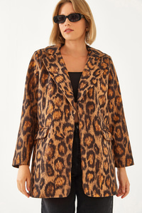 Premium Kaşe Leopar Ceket MBMS043 60501043 - Camel CEKET modelleri