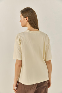 Premium Leopar Baskılı Oversize Pamuklu T-Shirt ÖT251040 60283293 - Bej