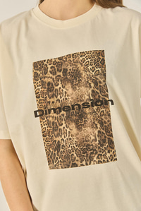 Premium Leopar Baskılı Oversize Pamuklu T-Shirt ÖT251040 60283293 - Bej