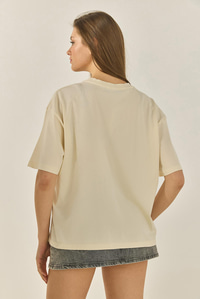 Premium Resim Baskılı Oversize Pamuklu T-Shirt ÖT251039 60283294 - Bej