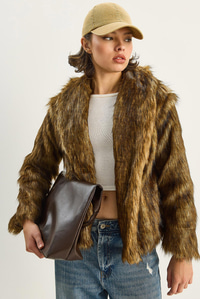 Premium Suni Kürk Ceket 60251922 - Camel-Kahverengi CEKET modelleri