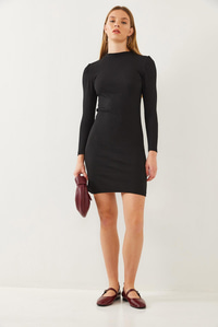 Prenses Kol Fitilli Basic Elbise 2435 60351043 - Siyah