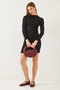 Prenses Kol Fitilli Basic Elbise 2435 60351043 - Siyah