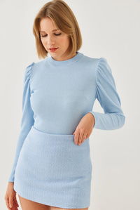 Prenses Kol Fitilli Bluz 2111 60351109 - Bebe Mavisi BLUZ modelleri