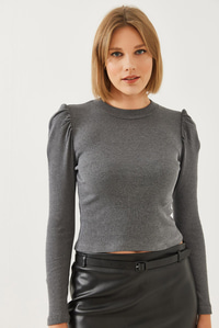 Prenses Kol Fitilli Bluz 2111 60351109 - Antrasit BLUZ modelleri