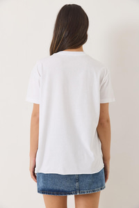 Pul Payet Aksesuarlı Yırtmaç Detaylı Kısa Kollu T-Shirt 60602029 - Beyaz