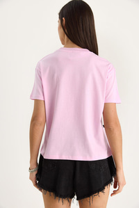 Saten Kurdela Aksesuarlı Taş Detaylı T-Shirt 60602011 - Pembe