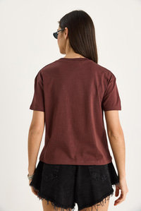 Saten Kurdela Aksesuarlı Taş Detaylı T-Shirt 60602011 - Kahve