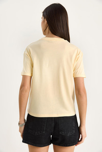 Saten Kurdela Aksesuarlı Taş Detaylı T-Shirt 60602011 - Tereyağ