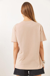 Süzene Teddy Nakışlı Regular T-Shirt 6544 60283067 - Bej