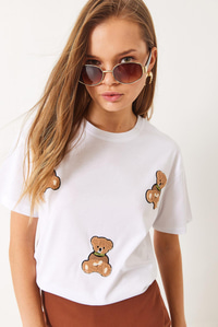 Süzene Teddy Nakışlı Regular T-Shirt 6544 60283067 - Beyaz