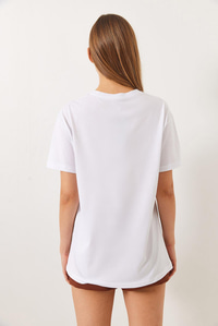 Süzene Teddy Nakışlı Regular T-Shirt 6544 60283067 - Beyaz