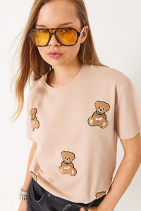 Süzene Teddy Nakışlı Regular T-Shirt 6544 60283067 - Bej