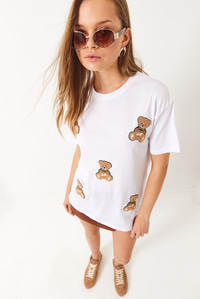 Süzene Teddy Nakışlı Regular T-Shirt 6544 60283067 - Beyaz