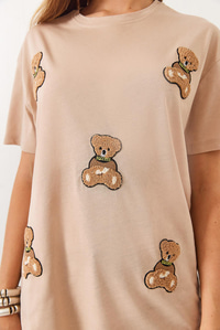 Süzene Teddy Nakışlı Regular T-Shirt 6544 60283067 - Bej
