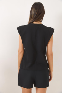 Taş Detaylı Vatkalı Kolsuz T-Shirt 3059 60283041 - Siyah