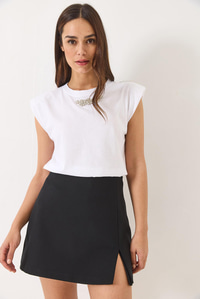 Taş Detaylı Vatkalı Kolsuz T-Shirt 3059 60283041 - Beyaz
