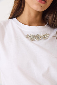 Taş Detaylı Vatkalı Kolsuz T-Shirt 3059 60283041 - Beyaz