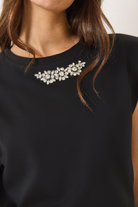 Taş Detaylı Vatkalı Kolsuz T-Shirt 3059 60283041 - Siyah