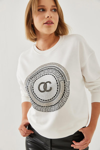 Taş İşlemeli Sweatshirt 1562 60251965 - Beyaz SWEATSHİRT modelleri