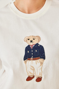 Teddy Desenli Bisiklet Yaka Basic Tshirt 60261344 - Beyaz