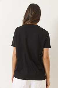 Teddy Kurdele Detaylı Taşlı T-Shirt 60602035 - Siyah