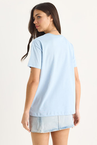 Teddy Kurdele Detaylı Taşlı T-Shirt 60602035 - Bebe Mavisi