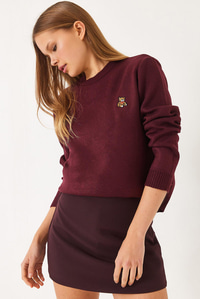 Teddy Nakışlı Basic Kazak 20247602 - Bordo