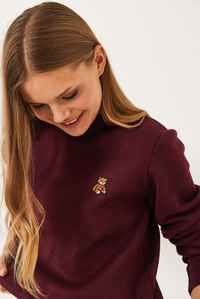 Teddy Nakışlı Basic Kazak 20247602 - Bordo