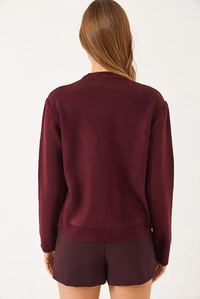 Teddy Nakışlı Basic Kazak 20247602 - Bordo
