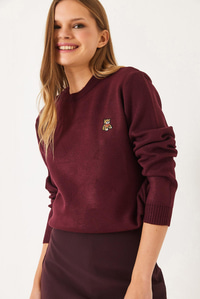 Teddy Nakışlı Basic Kazak 20247602 - Bordo