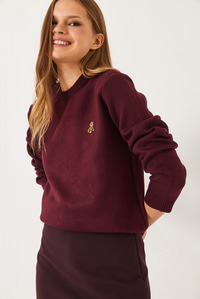 Teddy Nakışlı Basic Kazak 20247602 - Bordo
