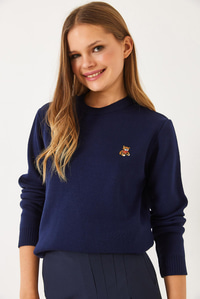Teddy Nakışlı Basic Kazak 20247602 - Lacivert