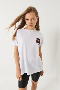 Teddy Nakışlı Salaş Basic T-Shirt 60284019 - Beyaz