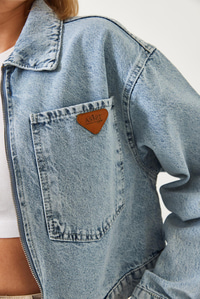 Tek Cepli Fermuarlı Kısa Denim Ceket 60261193 - Mavi CEKET modelleri