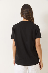 Tığ İşlemeli Cep Detaylı T-Shirt 60602027 - Siyah
