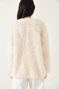 Tüylü Oversize Kazak 241205 60261212 - Krem