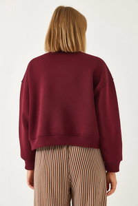 Üç İplik Şardonlu Ayıcık İşlemeli Sweatshirt 60261160 - Bordo