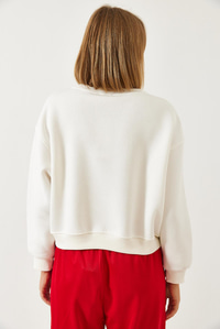Üç İplik Şardonlu Ayıcık İşlemeli Sweatshirt 60261160 - Beyaz