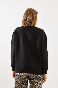 Üç İplik Şardonlu In Love Sweatshirt MBHS008 60601008 - Siyah