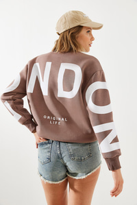 Üç İplik Şardonlu London Baskılı Sweatshirt MBHS003 60601003 - Kahverengi