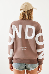 Üç İplik Şardonlu London Baskılı Sweatshirt MBHS003 60601003 - Kahverengi