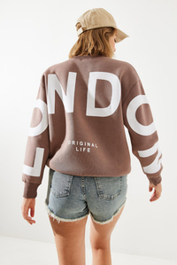 Üç İplik Şardonlu London Baskılı Sweatshirt MBHS003 60601003 - Kahverengi