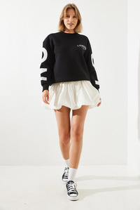 Üç İplik Şardonlu London Baskılı Sweatshirt MBHS003 60601003 - Siyah