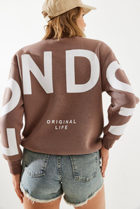 Üç İplik Şardonlu London Baskılı Sweatshirt MBHS003 60601003 - Kahverengi